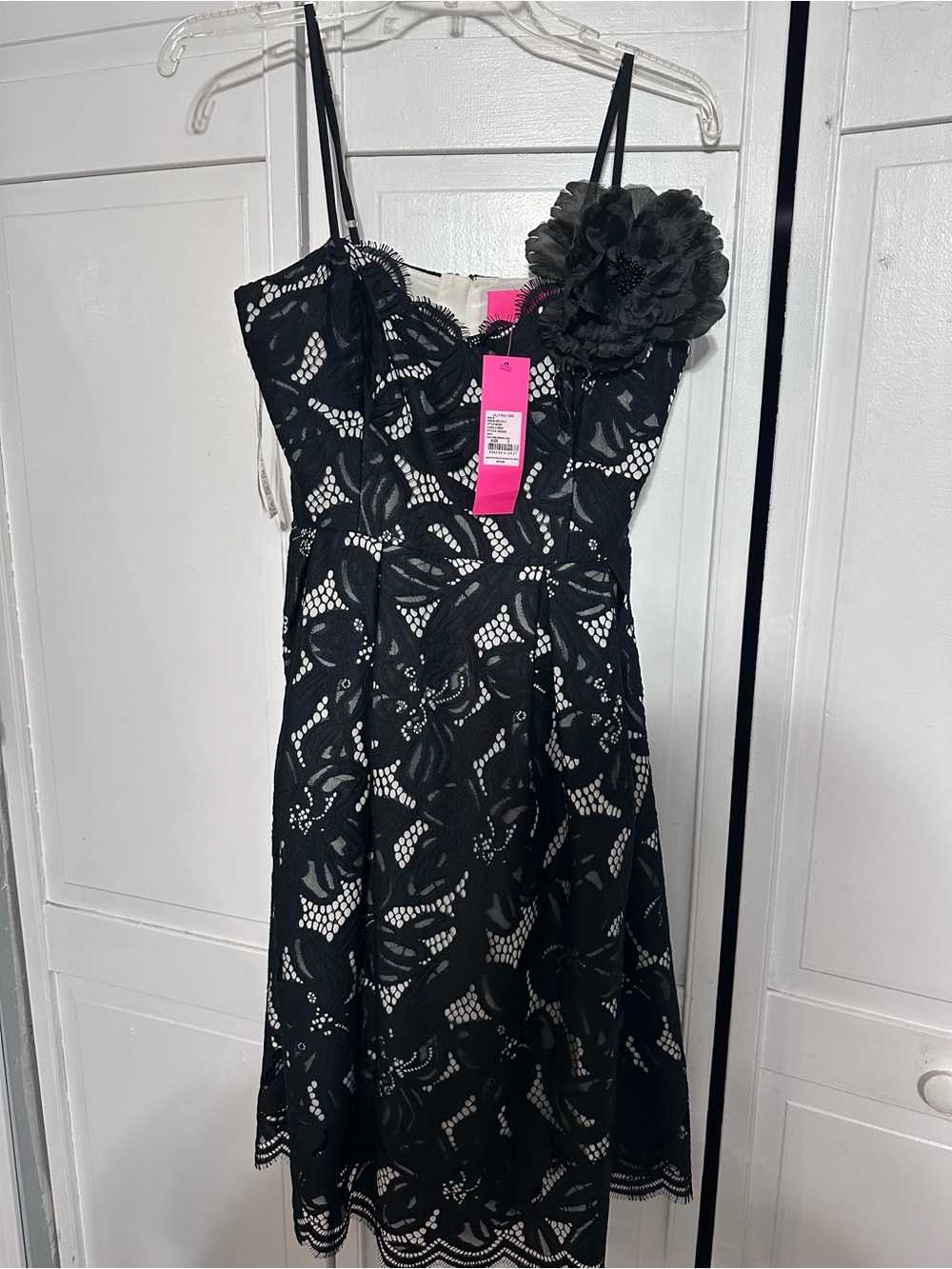 Lilly Pulitzer Black Lace Mini Dress with Floral Accent